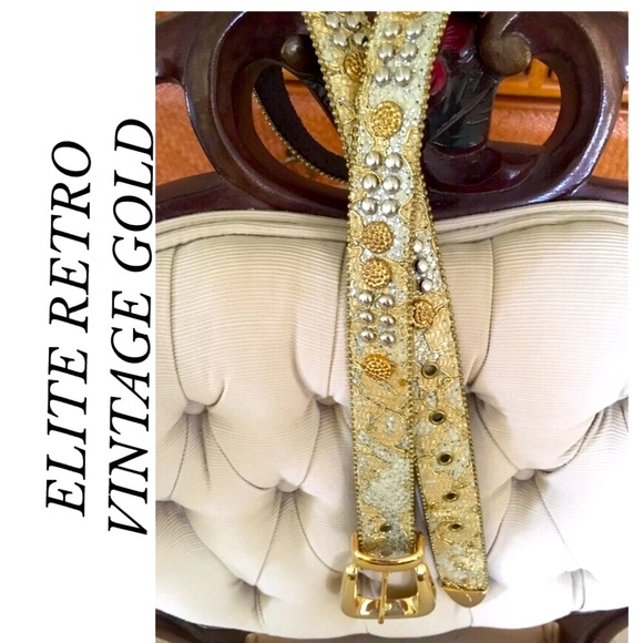 ELITE ACCESSORIES Accessories - ELITE RETRO VINTAGE GOLD TONES EMBELLISHED BELT